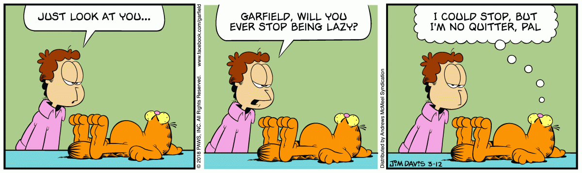 Garfield comic strip for Monday, March 12, 2018