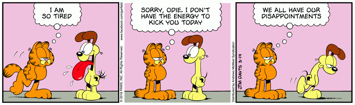 Garfield comic strip for Wednesday, March 14, 2018