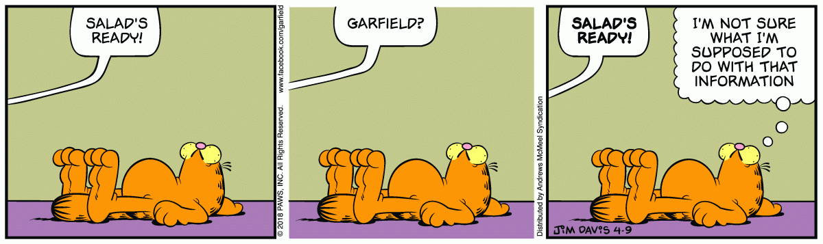 Garfield, April 9, 2018