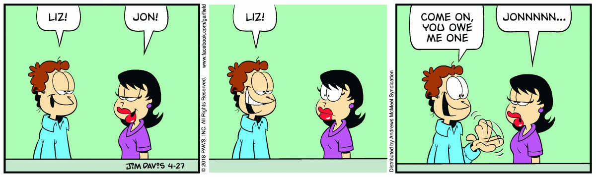 Garfield comic strip for Friday, April 27, 2018