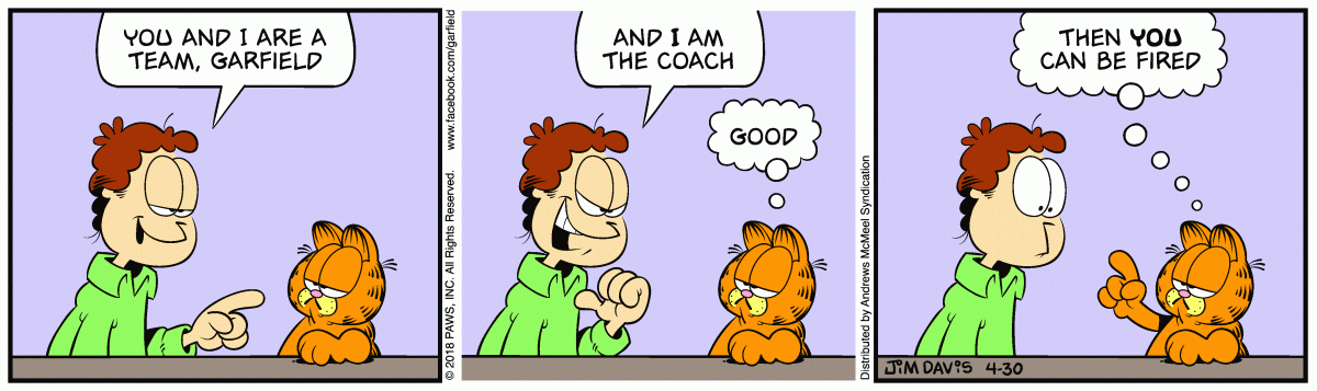 Garfield comic strip for Monday, April 30, 2018
