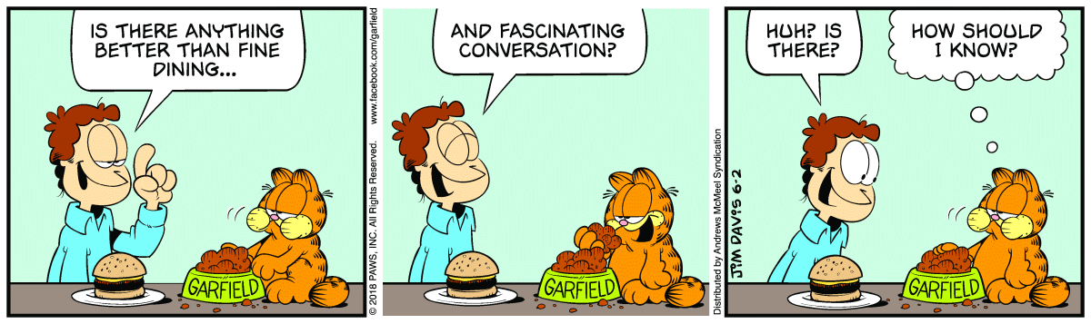 Garfield comic strip for Saturday, June 2, 2018