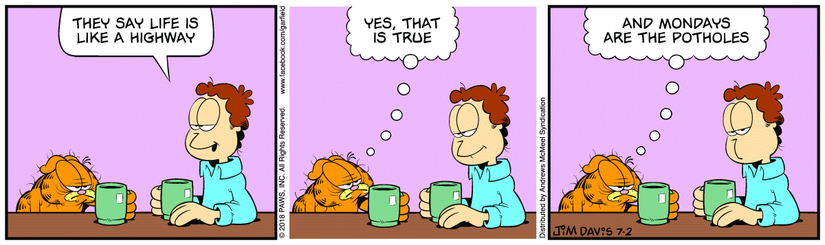 Garfield comic strip for Monday, July 2, 2018