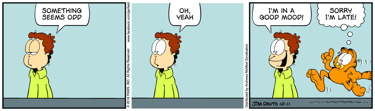 Garfield comic strip for Thursday, October 11, 2018