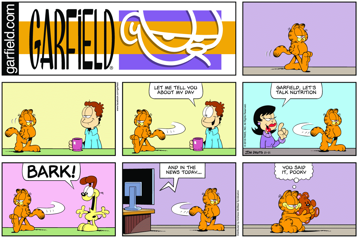 Garfield comic strip for Sunday, November 11, 2018