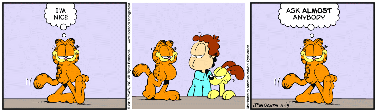Garfield comic strip for Tuesday, November 13, 2018