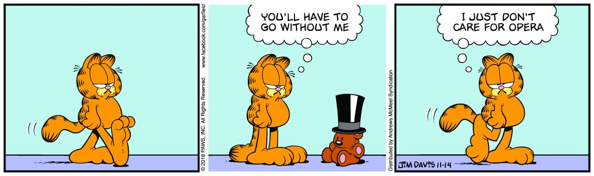 Garfield comic strip for Wednesday, November 14, 2018