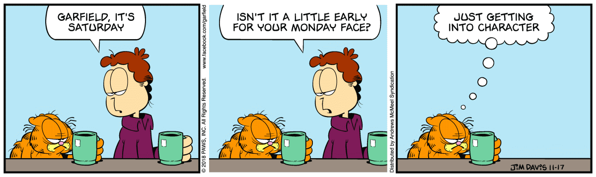Garfield comic strip for Saturday, November 17, 2018