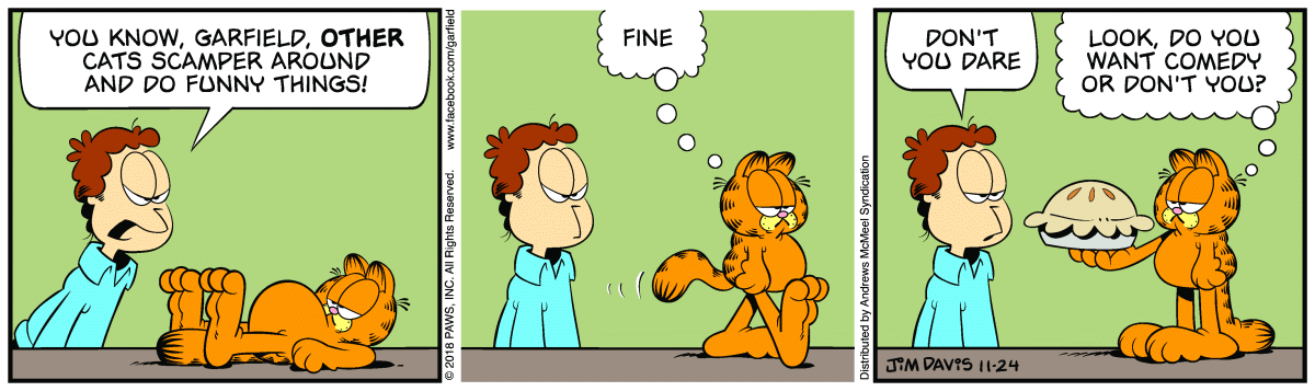 Garfield comic strip for Saturday, November 24, 2018