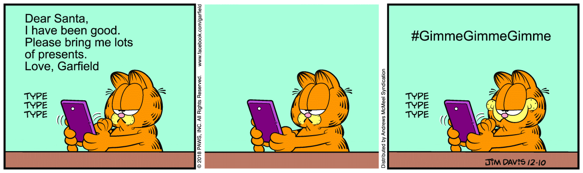 Garfield comic strip for Monday, December 10, 2018