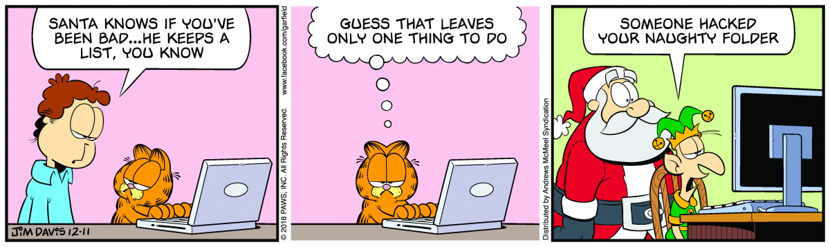 Garfield comic strip for Tuesday, December 11, 2018