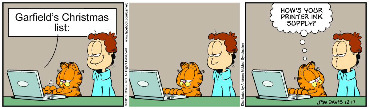 Garfield comic strip for Monday, December 17, 2018