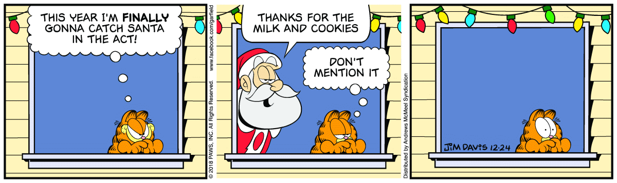 Garfield comic strip for Monday, December 24, 2018
