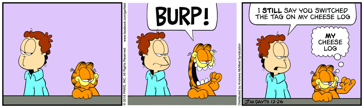 Garfield comic strip for Wednesday, December 26, 2018