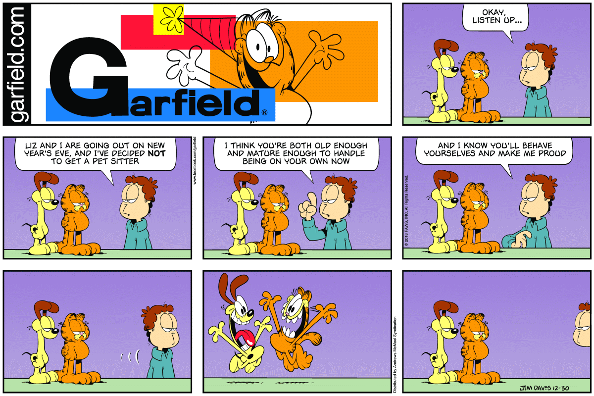 Garfield comic strip for Sunday, December 30, 2018