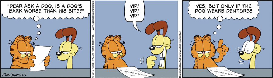 Garfield comic strip for Wednesday, January 2, 2019