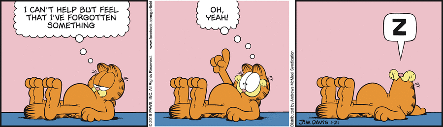 Garfield comic strip for Monday, January 21, 2019