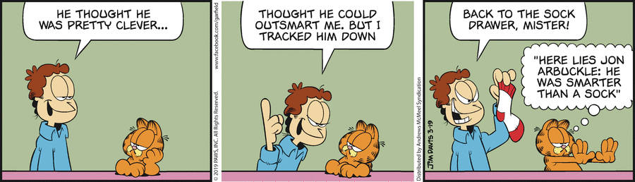 Garfield comic strip for Tuesday, March 19, 2019