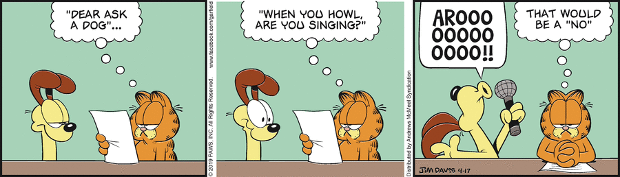 Garfield comic strip for Wednesday, April 17, 2019