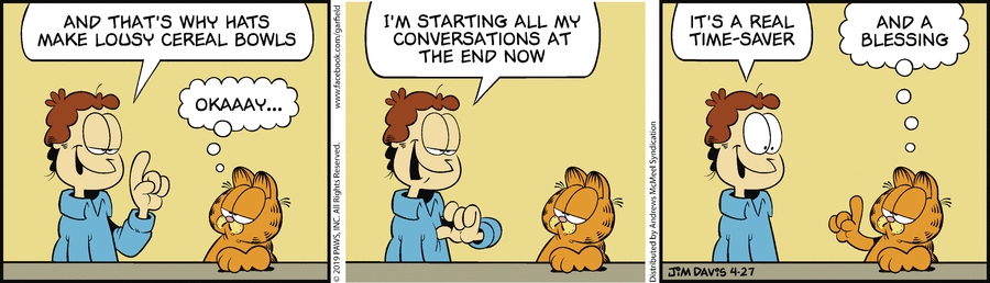 Garfield comic strip for Saturday, April 27, 2019