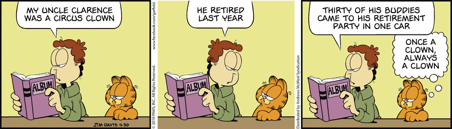 Garfield comic strip for Tuesday, April 30, 2019