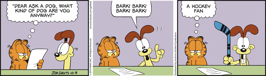 Garfield comic strip for Wednesday, October 9, 2019