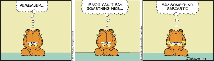 Garfield comic strip for Tuesday, November 12, 2019