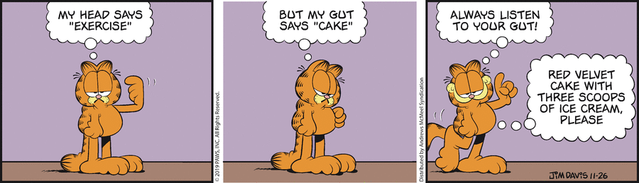 Garfield comic strip for Tuesday, November 26, 2019