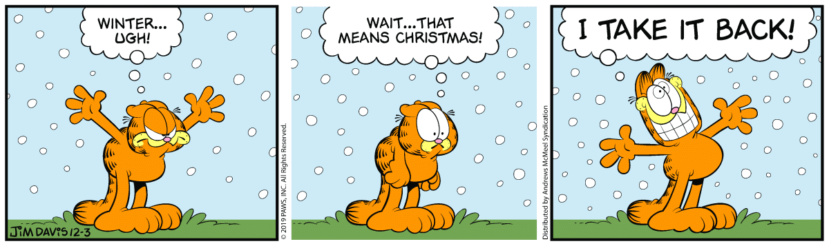 Garfield comic strip for Tuesday, December 3, 2019