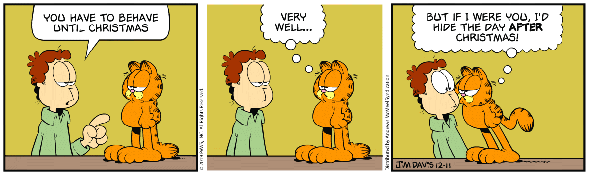 Garfield comic strip for Wednesday, December 11, 2019