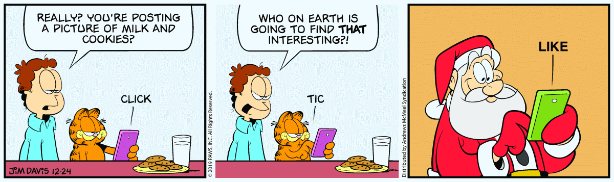 Garfield comic strip for Tuesday, December 24, 2019