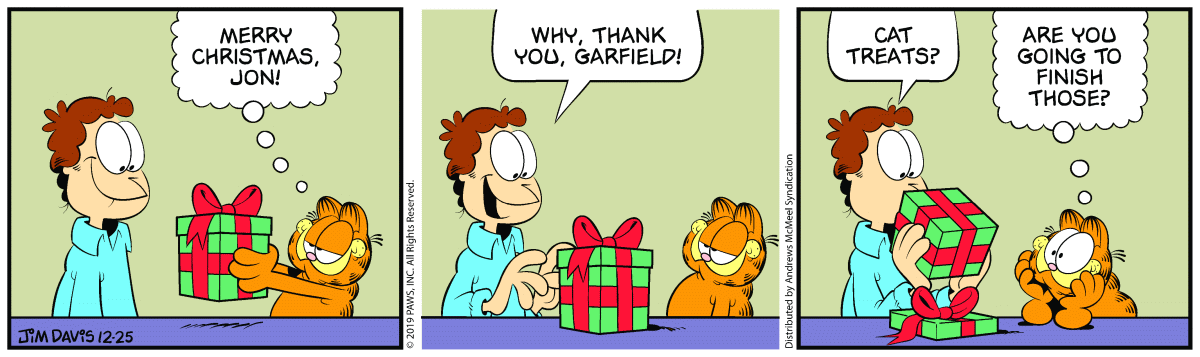Garfield comic strip for Wednesday, December 25, 2019