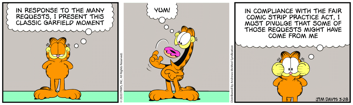 Garfield, March 28, 2020