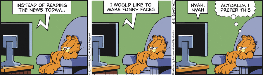 Garfield comic strip for Tuesday, March 9, 2021