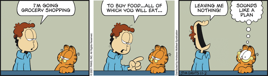 Garfield comic strip for Tuesday, November 2, 2021