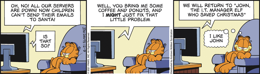 Garfield comic strip for Thursday, December 9, 2021