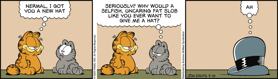Garfield comic strip for Tuesday, May 10, 2022