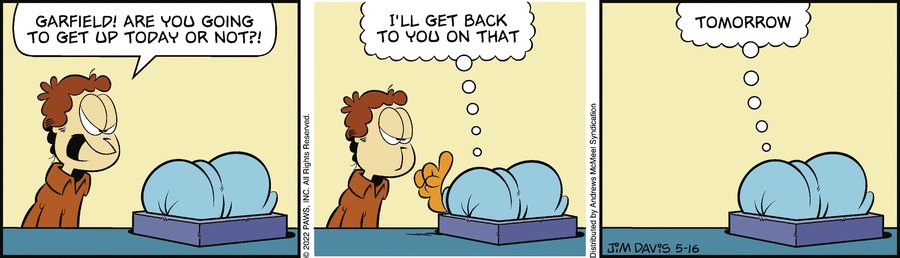 Garfield comic strip for Monday, May 16, 2022