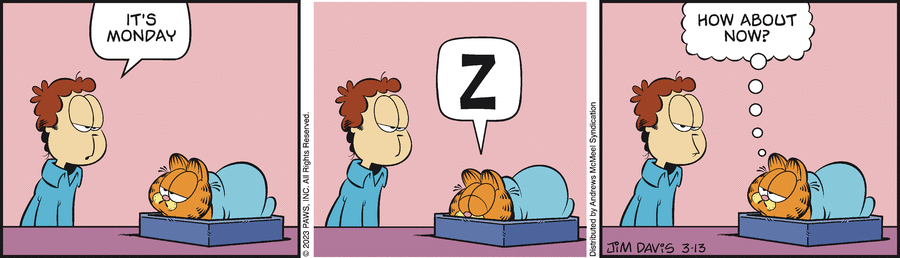 Garfield comic strip for Monday, March 13, 2023