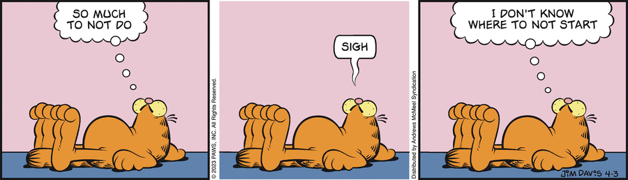 Garfield comic strip for Monday, April 3, 2023