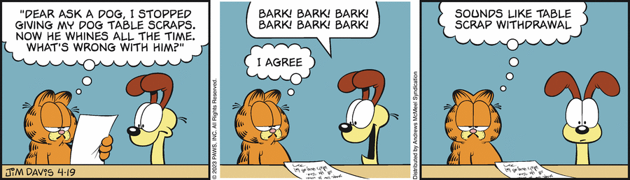 Garfield comic strip for Wednesday, April 19, 2023