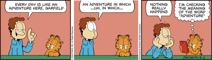 Garfield comic strip for Saturday, September 2, 2023