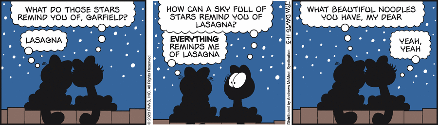 Garfield comic strip for Friday, November 3, 2023