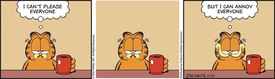 Garfield comic strip for Tuesday, November 14, 2023