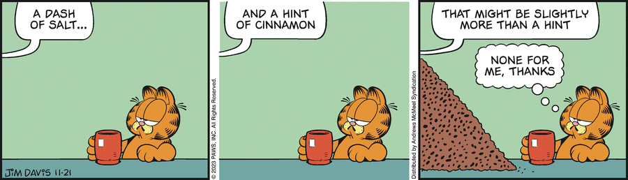 Garfield comic strip for Tuesday, November 21, 2023