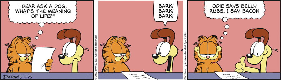 Garfield comic strip for Wednesday, November 22, 2023