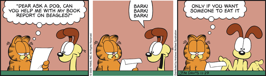 Garfield comic strip for Wednesday, November 29, 2023