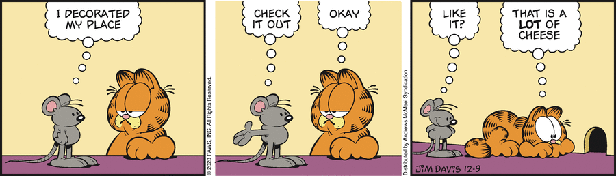 Garfield comic strip for Saturday, December 9, 2023