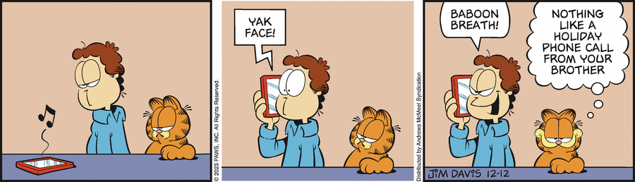 Garfield comic strip for Tuesday, December 12, 2023