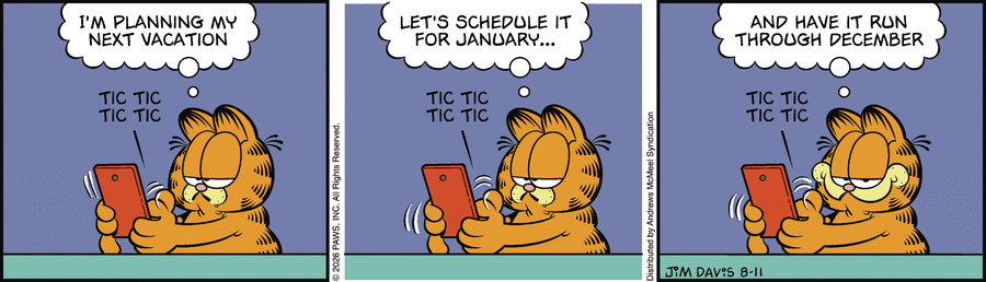Garfield comic strip for Tuesday, August 11, 2026